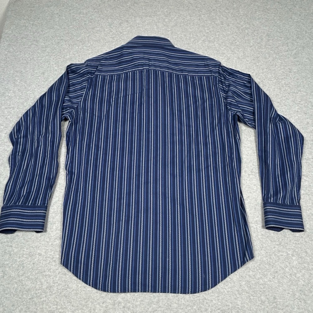 Bugatchi Size XL Blue Classic Fit Striped Print Cotton Button Up Shirt - Picture 3 of 8